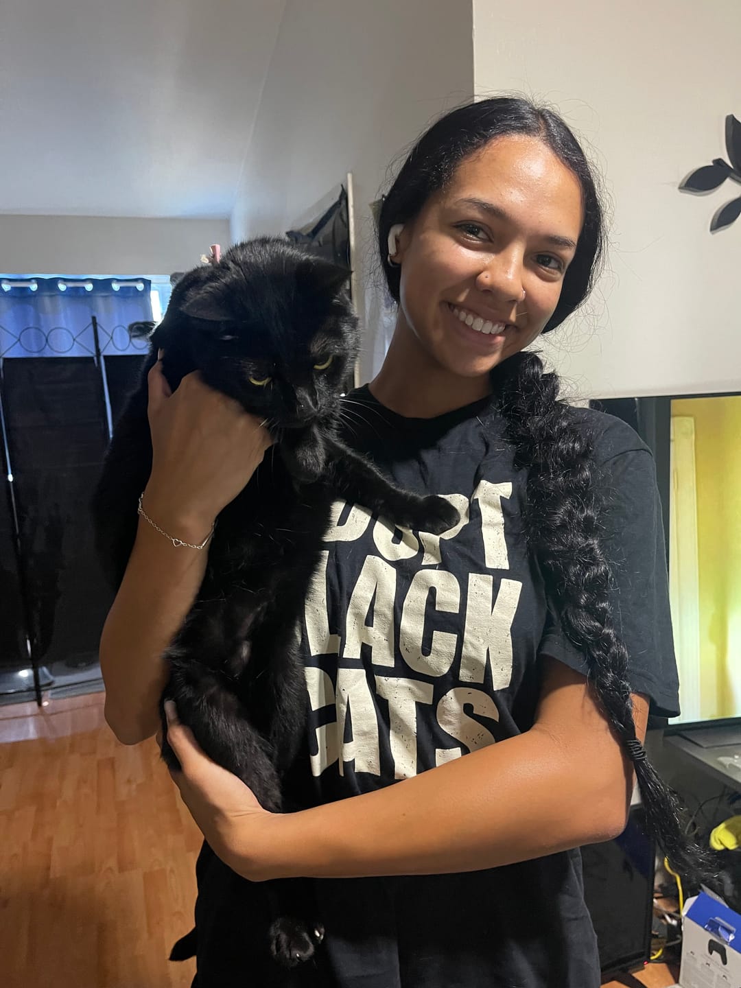 Customer photo review of Adopt Black Cats Tee