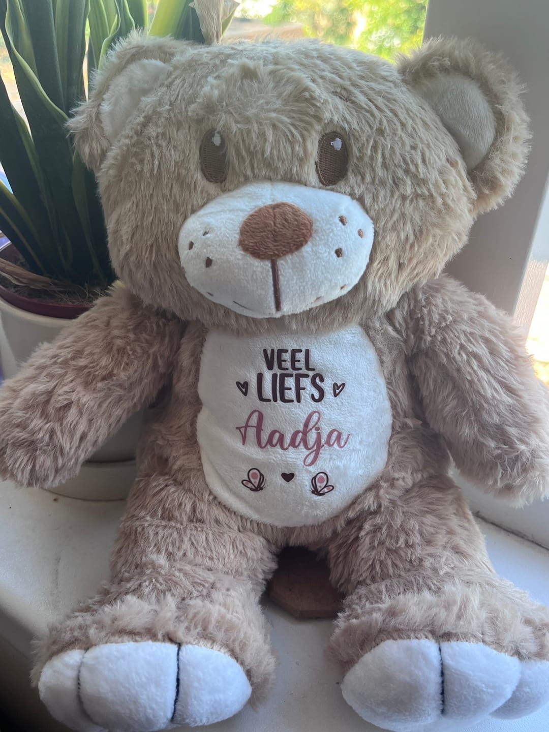 Customer photo review of Beterschap - Gepersonaliseerde knuffelbeer voor vrienden en familie