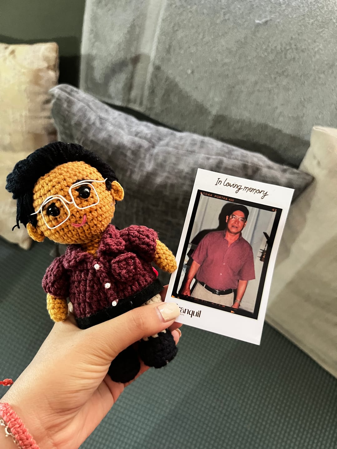 Customer photo review of Tranquil® - Personalized Crochet Doll with Photo Card