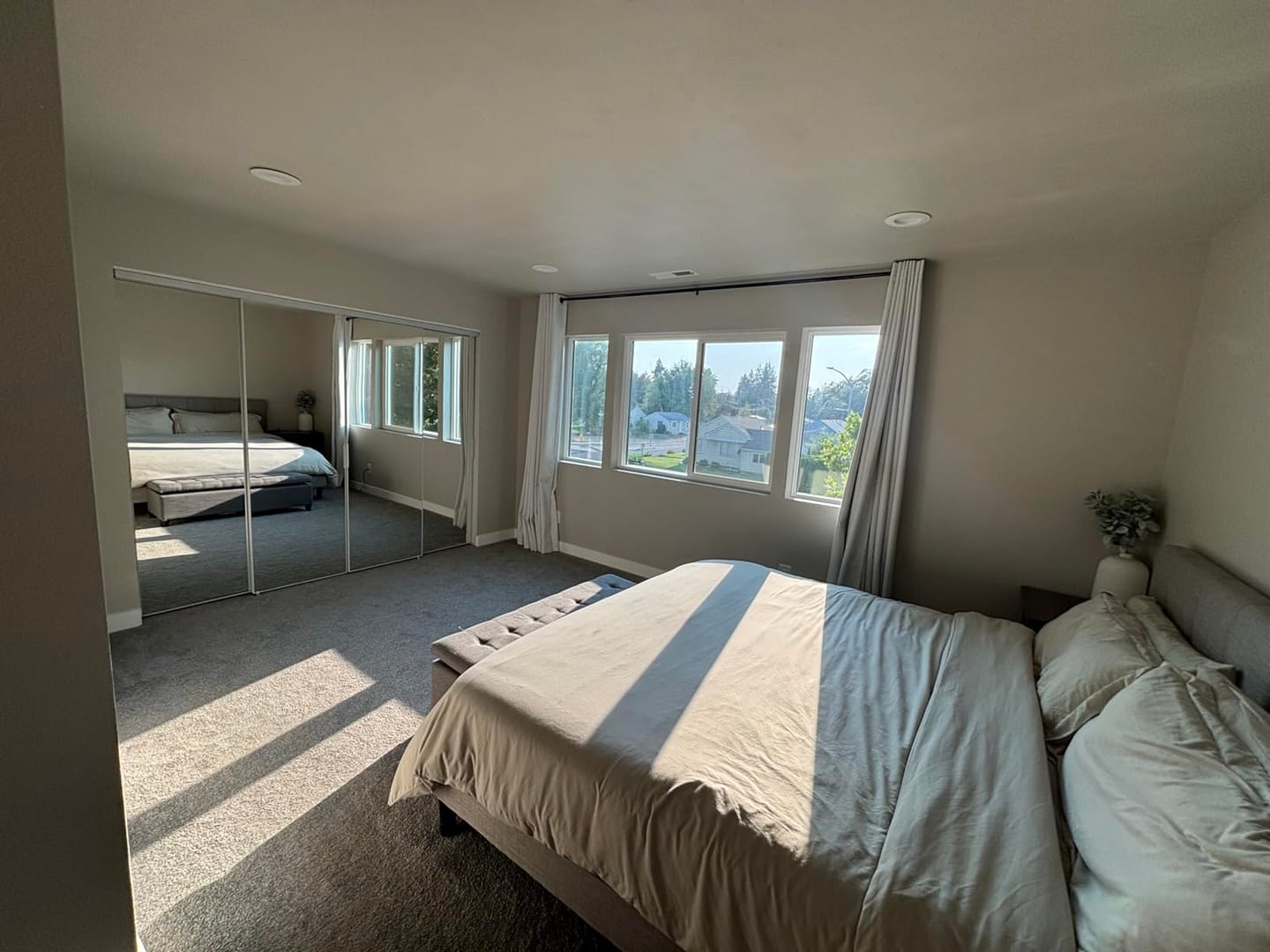 Customer photo review of TENONER Silver Aluminum Frame Mirrored Sliding Closet Door for Bedroom, Closet, and Living Room - Space-Saving, Durable