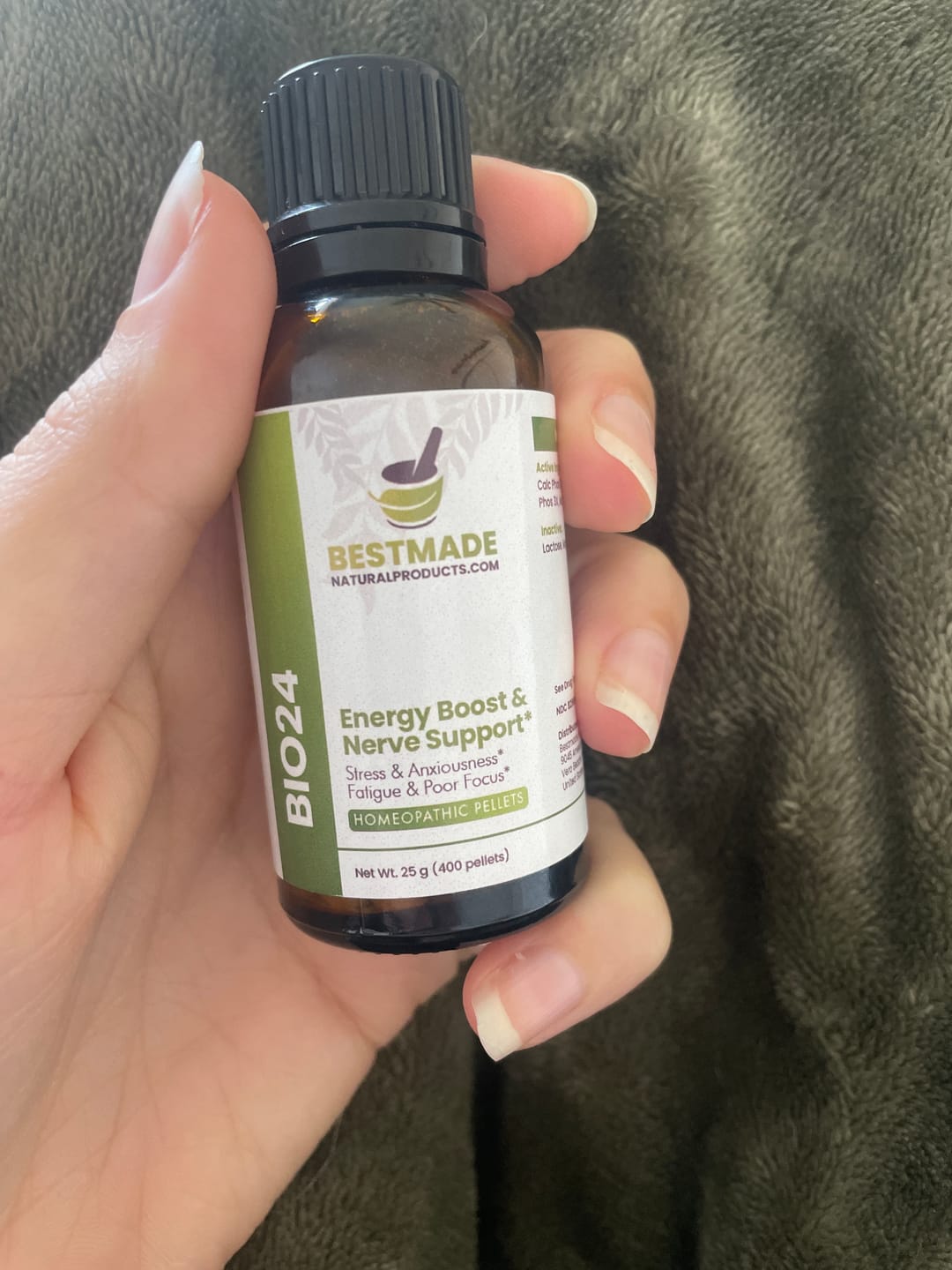 Customer photo review of Energy Boost & Nerve Support BIO24 - Cell Salt Combination (Five Phos) for Fatigue, Anxiety, Focus & Restful Sleep | 400 Pellets
