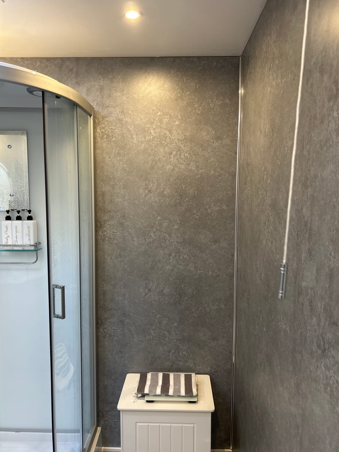Customer photo review of Premium Grey Concrete Matt Shower Wall Panel - 1M x 2.4M