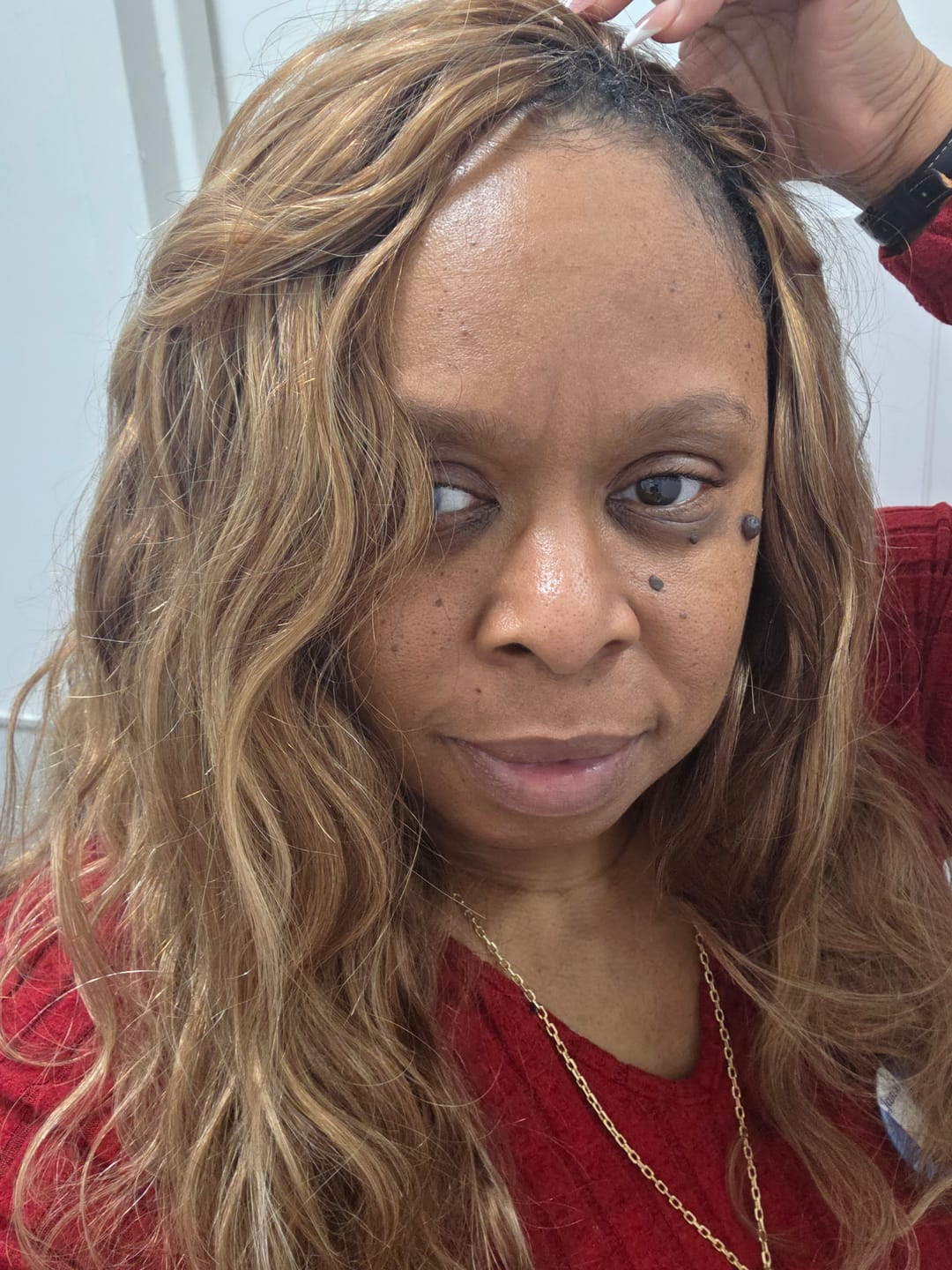 Customer photo review of #4/27/30 Mix Color Blend Body Wave Human Crochet Hair