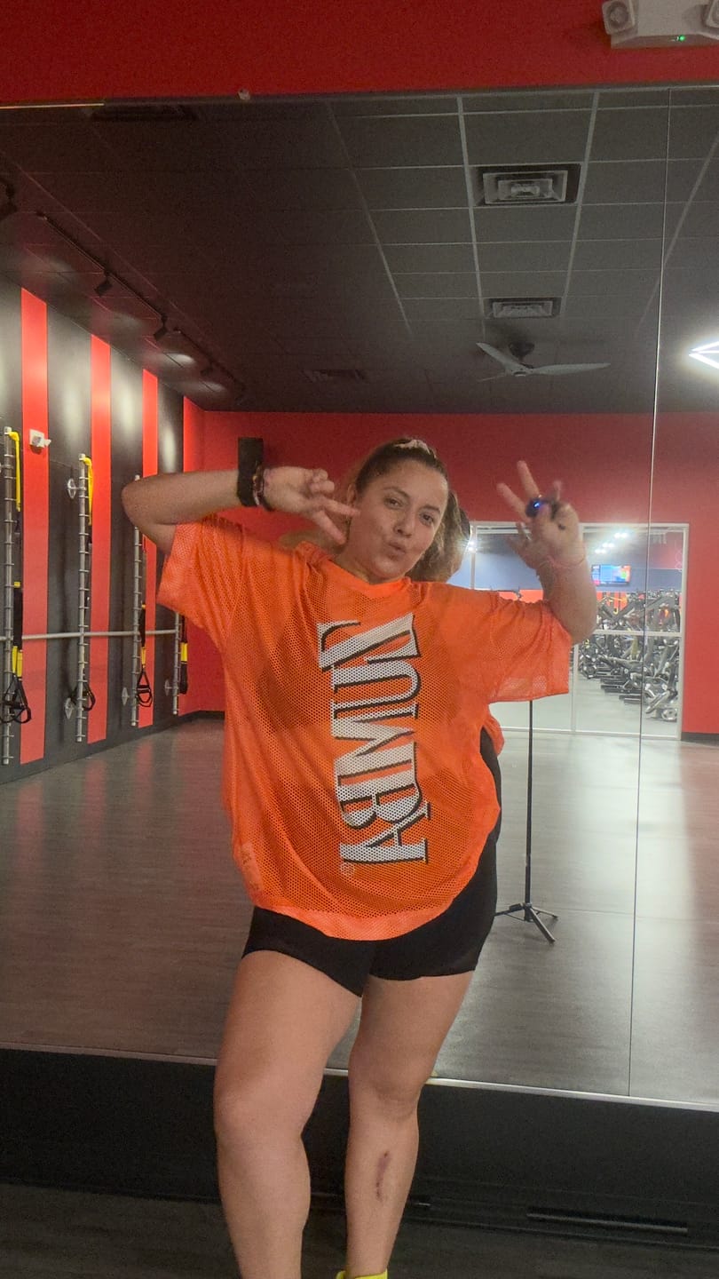 Customer photo review of Dale-Z Oversized Mesh V-Neck Top