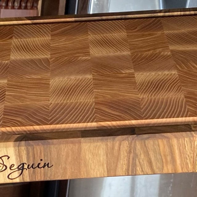 Customer photo review of Personalized Double-sided Walnut and Cherry End Grain Cutting Board