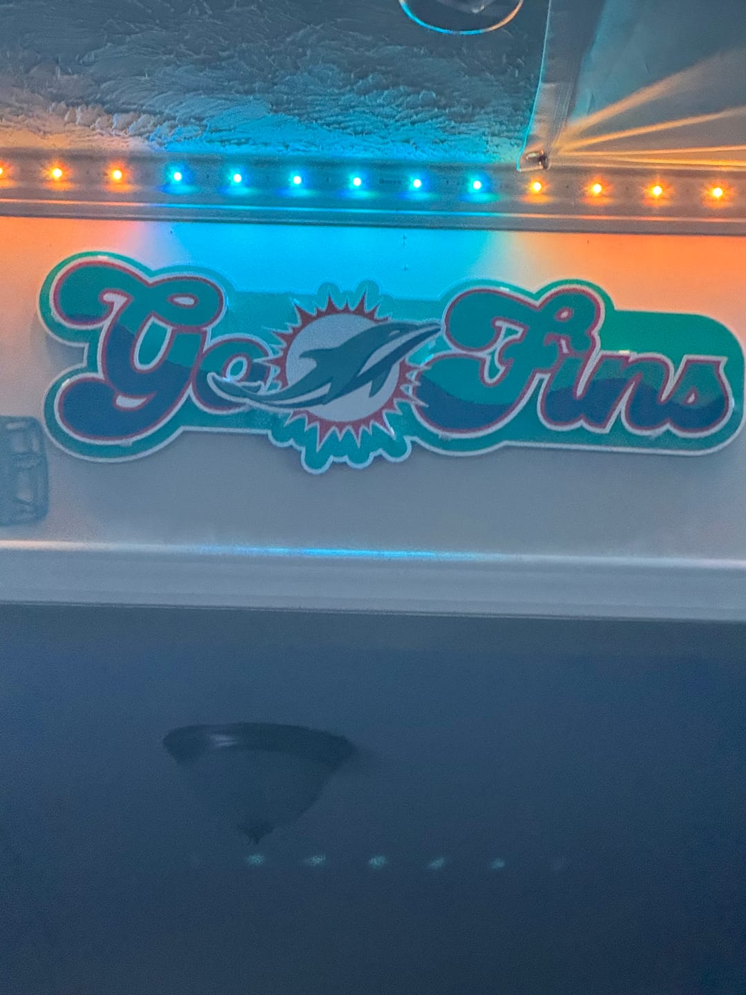 Customer photo review of Miami Dolphins - Hex Head EXCLUSIVE "Go Fins" Wordmark 3D Metal Wall Art