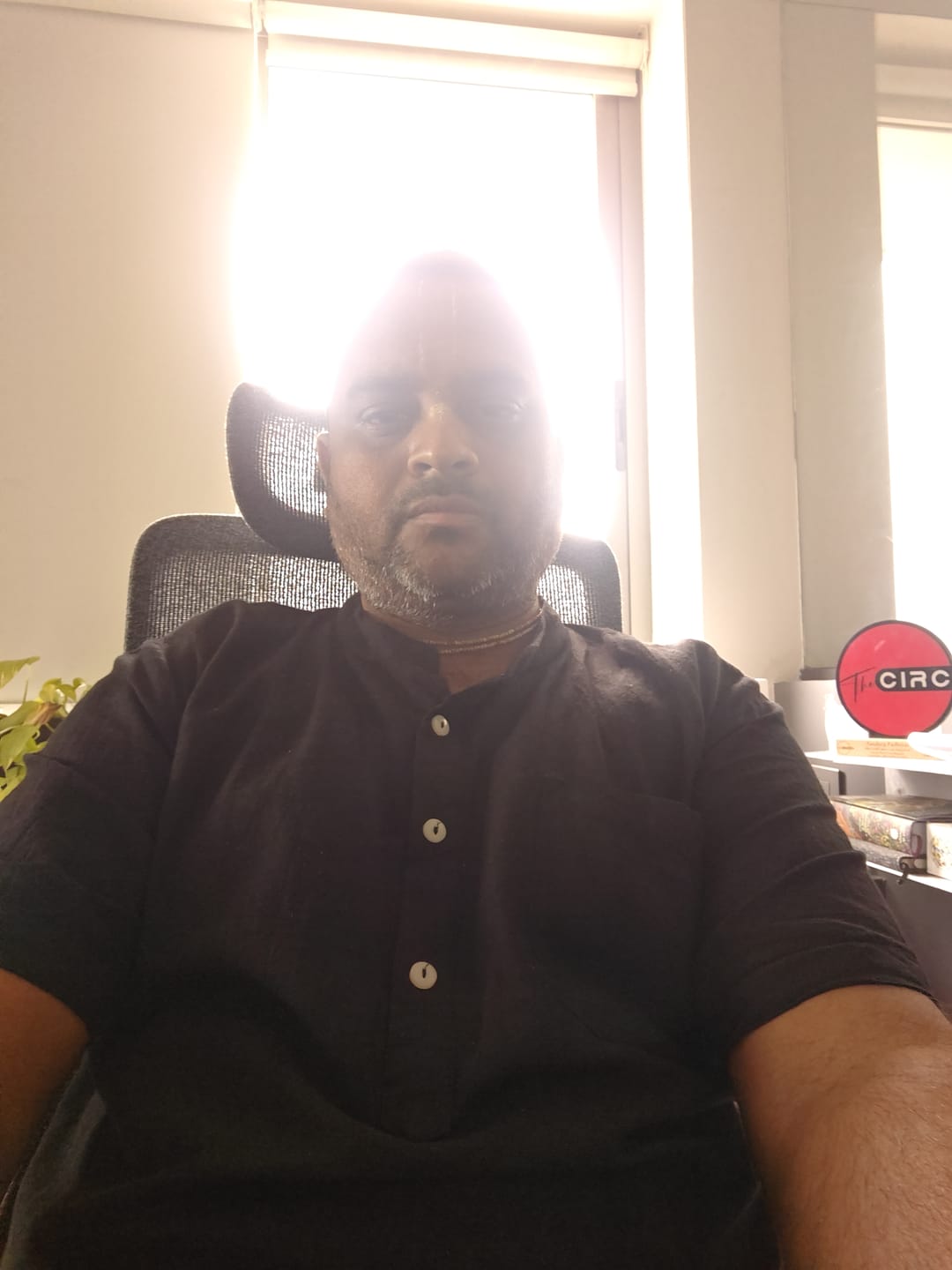 Customer photo review of Men Flowy Linen Half Sleeve Black Kurta