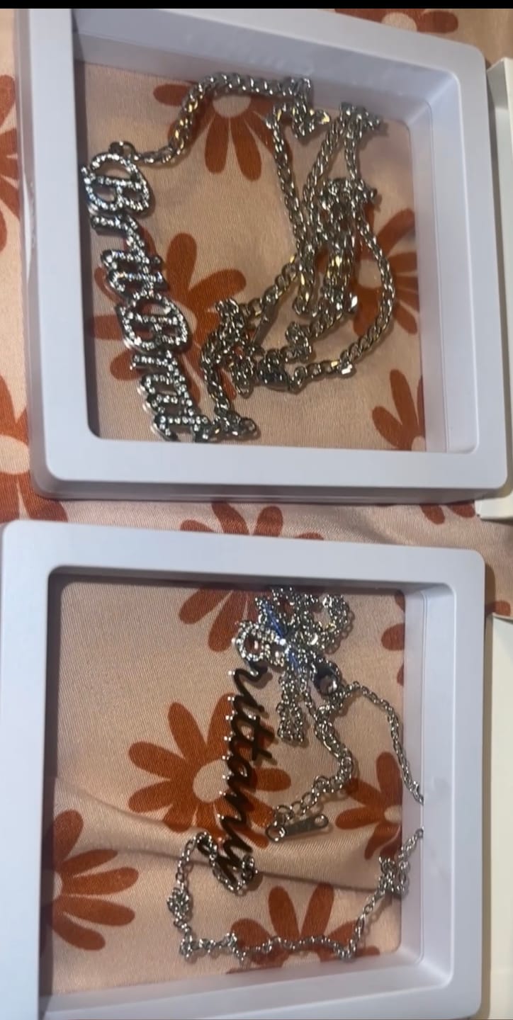 Customer photo review of Iced Name Necklace w/ Cuban Chain