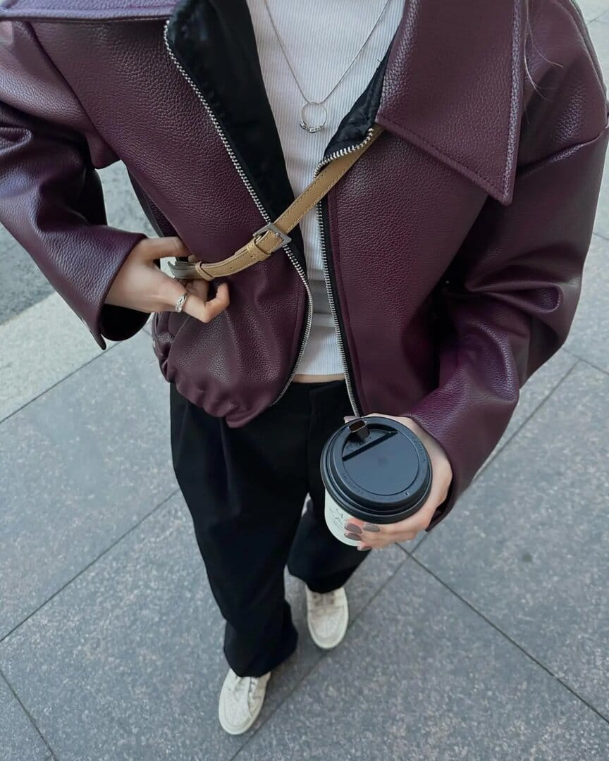 Customer photo review of Cherry Bomb Leather Jacket