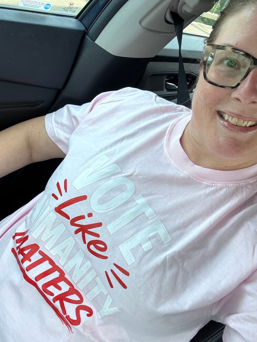 Customer photo review of Vote Like Humanity Matters Graphic T-Shirt (Comfort Colors)