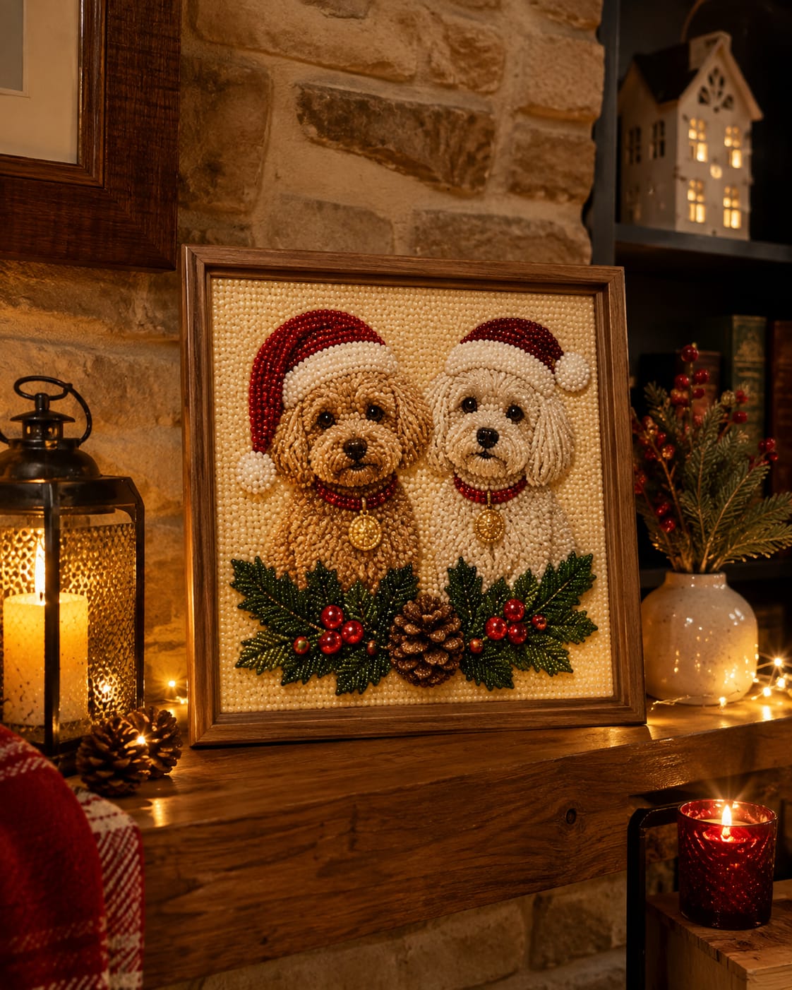 Customer photo review of Custom Christmas Pet Pearl Bead Portrait Perfect Gift For Pet Lovers