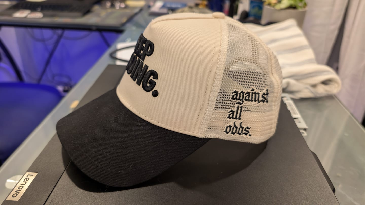 Customer photo review of KEEP GOING OFF-WHITE (Trucker)