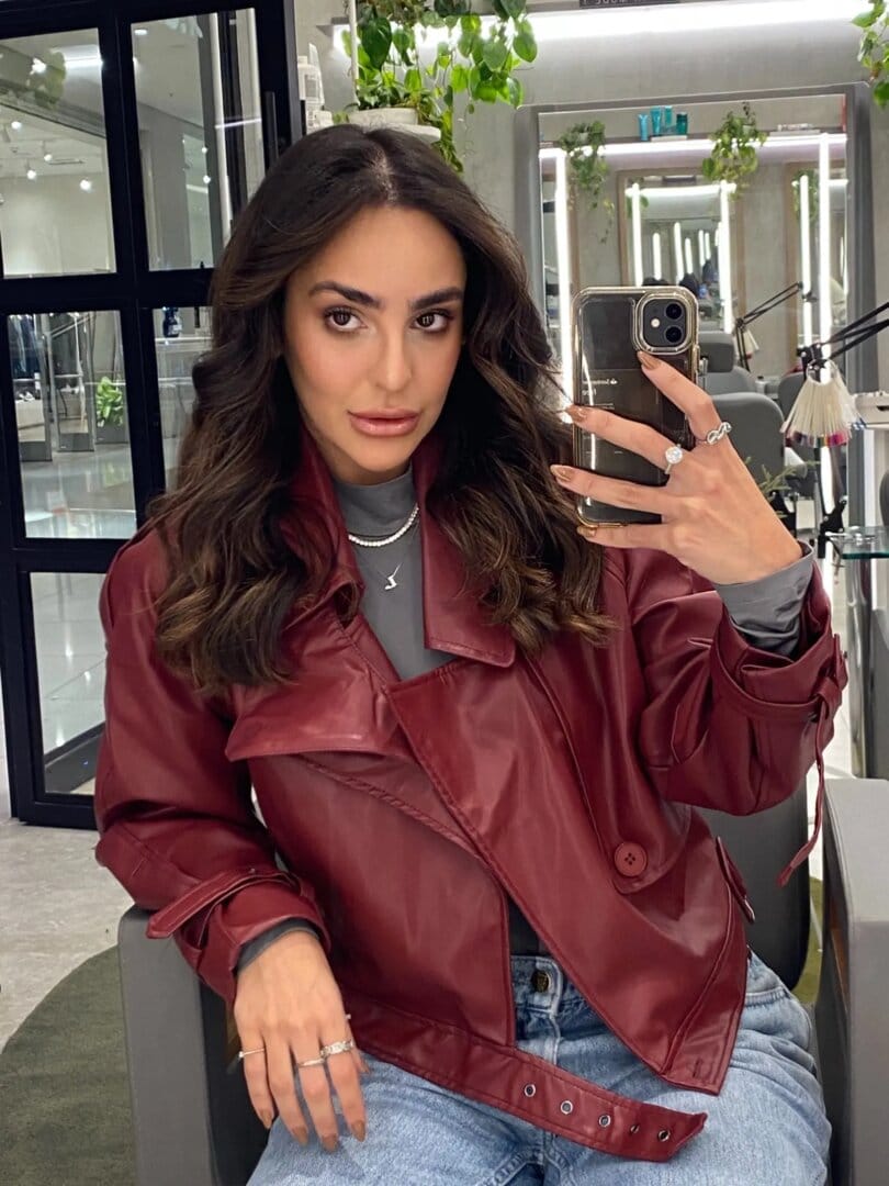 Customer photo review of Cherry Bomb Leather Jacket