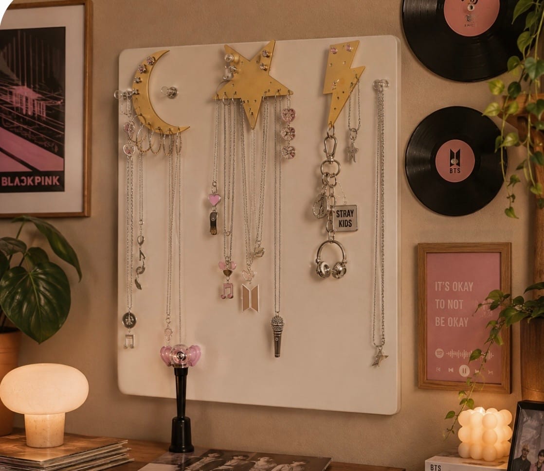 Customer photo review of Large Wall Jewelry Organizer | Teen Girl Dorm Storage