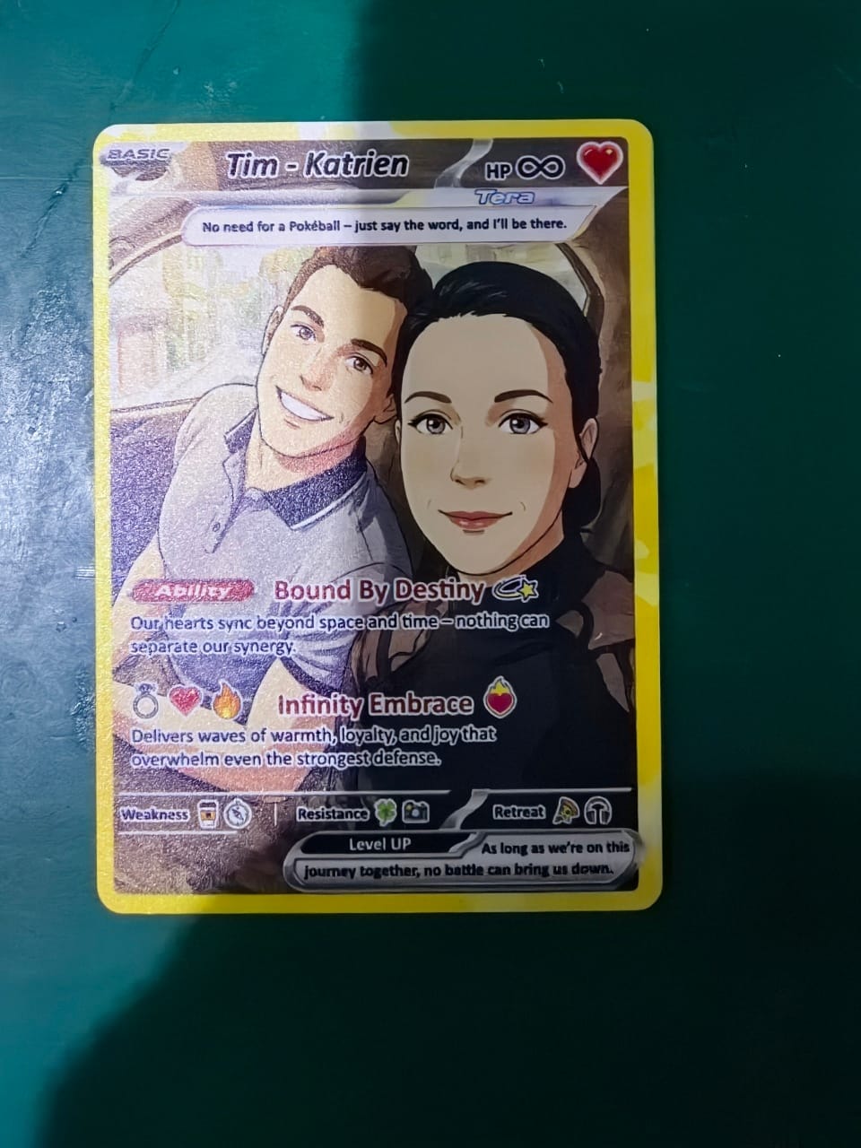 Customer photo review of Custom Poke Card for Couple - Anime-Inspired Ghibli Aesthetic Pocket Monster Gift - Holographic Effect Available - CPC-20