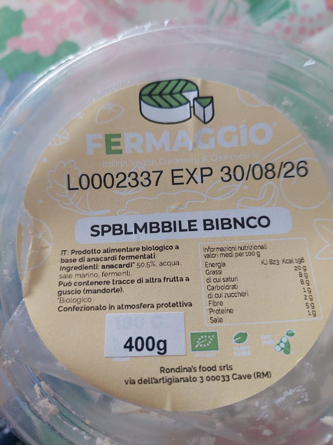 Customer photo review of Spalmabile di anacardi Bianco Bio 400g Fermaggio®