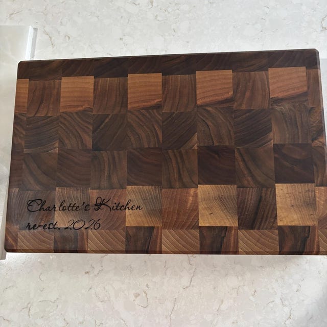 Customer photo review of Personalized Double-sided Walnut  End Grain Cutting Board