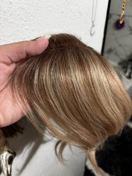 Customer photo review of Natural Invisible Straight Hair Topper – Seamless Crown Volume for Thinning Hair