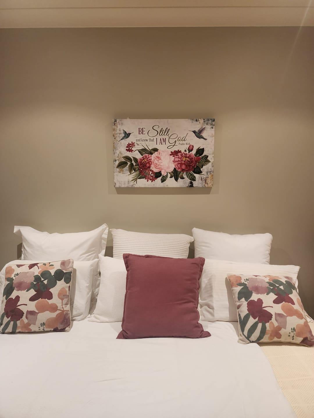 Customer photo review of Be Still and Know That I Am God, Vintage Flower Hummingbird, Wall art canvas