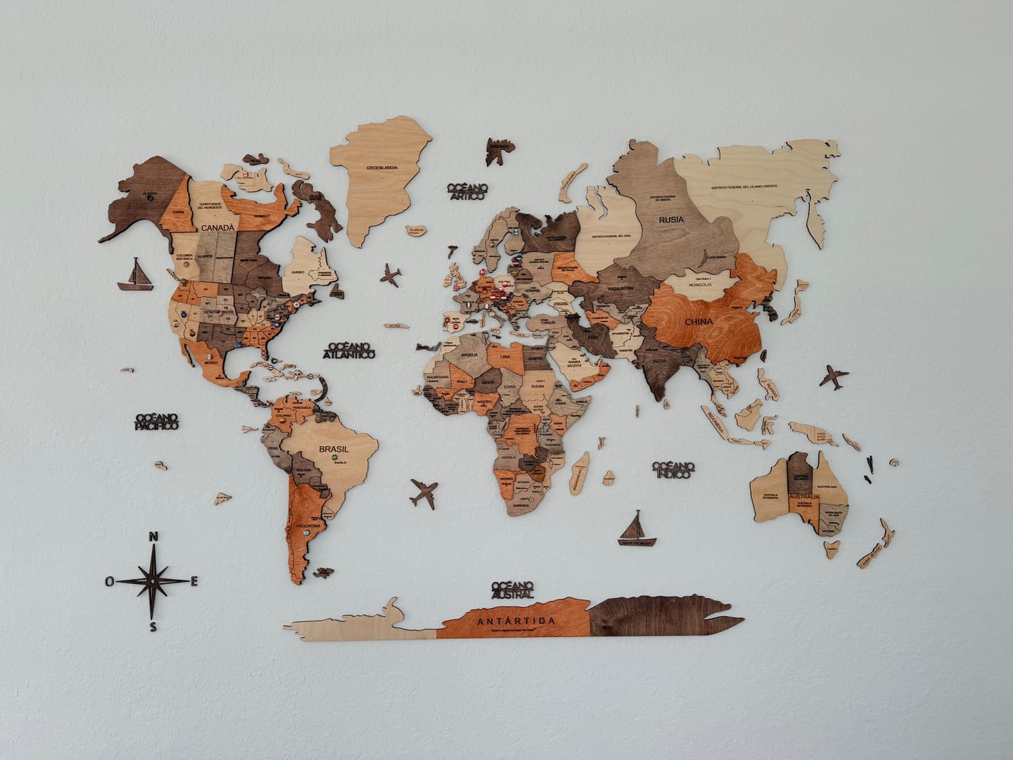 Customer photo review of 3D Wooden World Map Multicolor