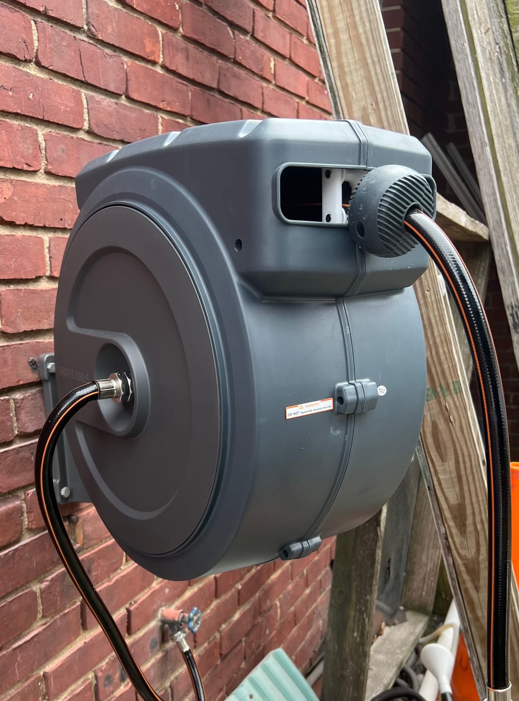 Customer photo review of Retractable Garden Hose Reel-5/8in-90ft