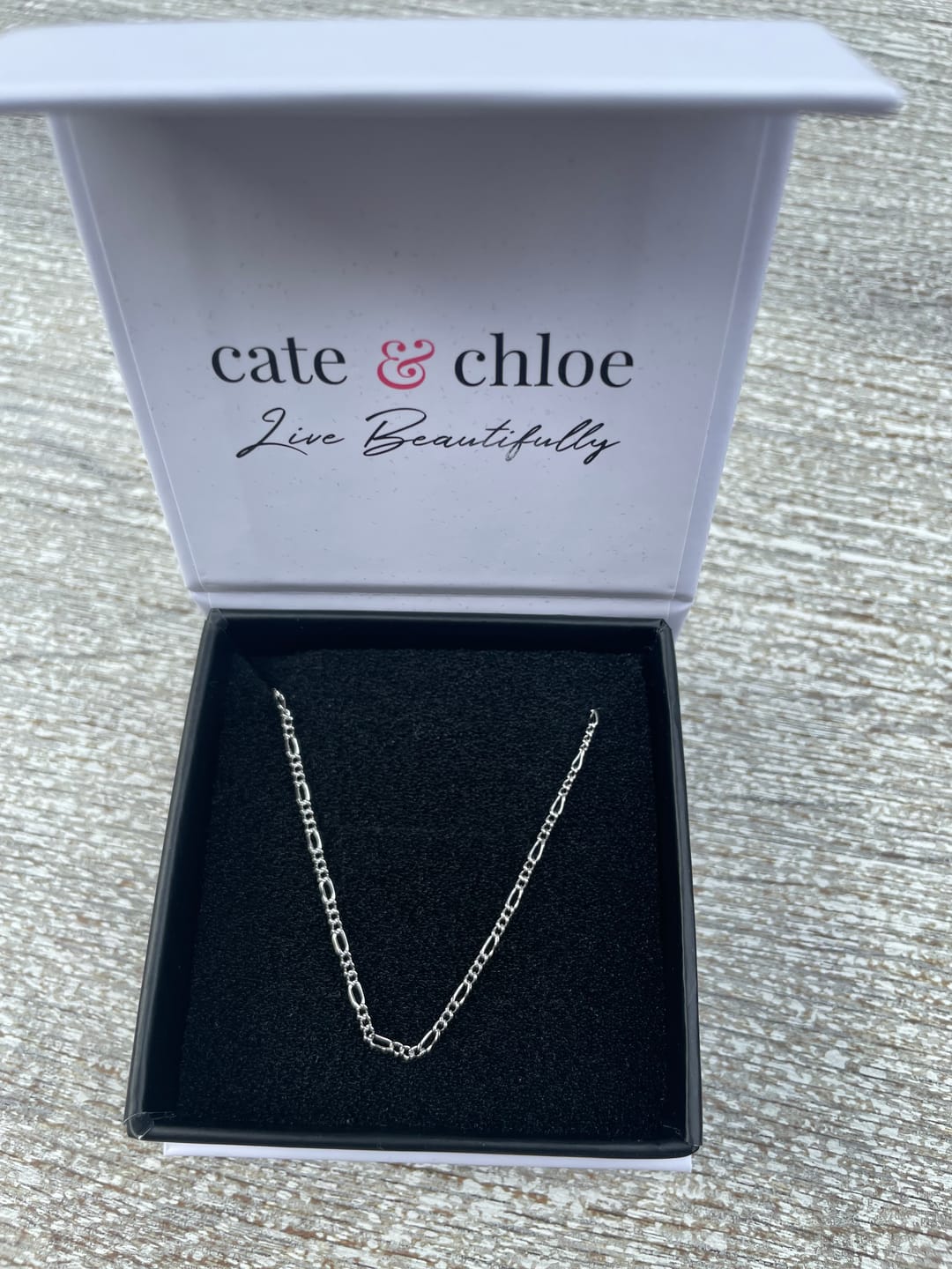 Customer photo review of Victoria 18k White Gold Plated Stacking Necklace Chain