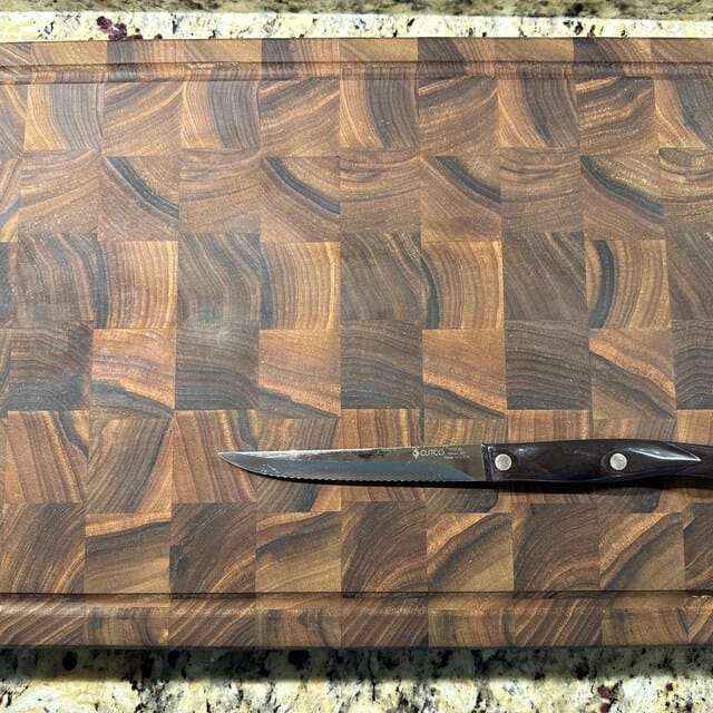 Customer photo review of Personalized Double-sided Walnut  End Grain Cutting Board