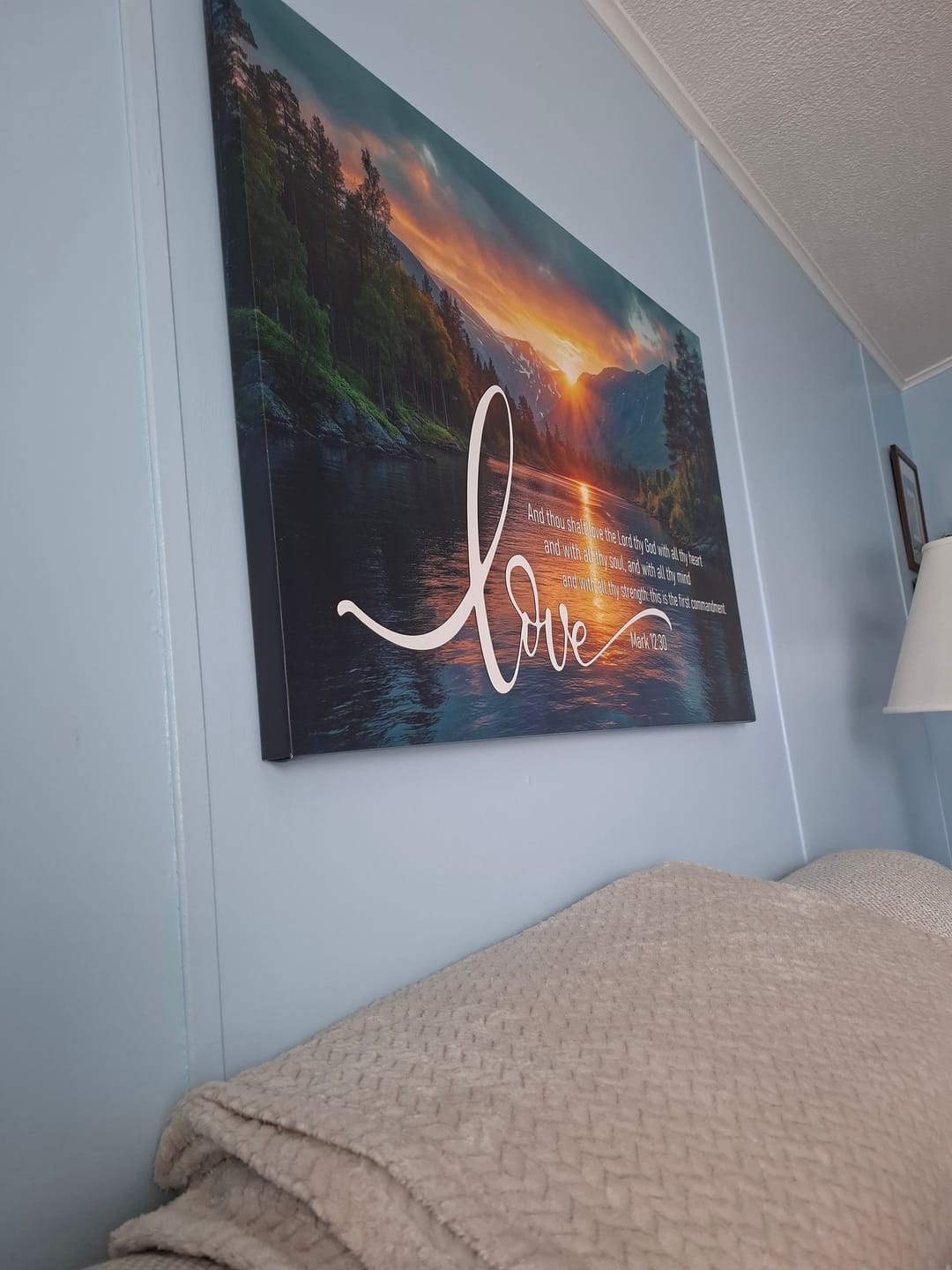 Customer photo review of Mark 12:30 Love The Lord Your God With All Your Heart Wall Art Canvas