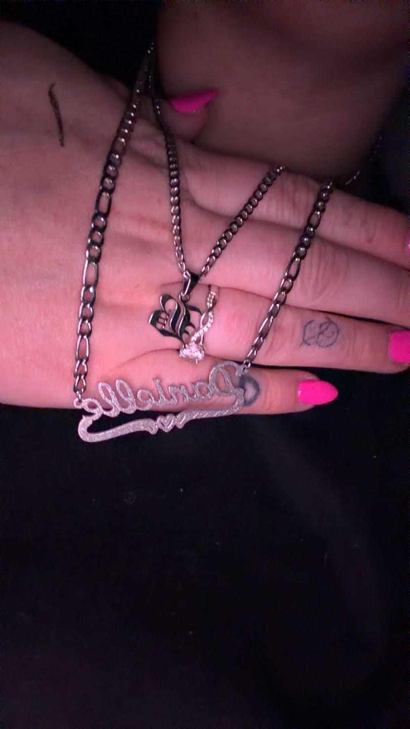 Customer photo review of Gothic Letter Necklace w/ Cuban Chain