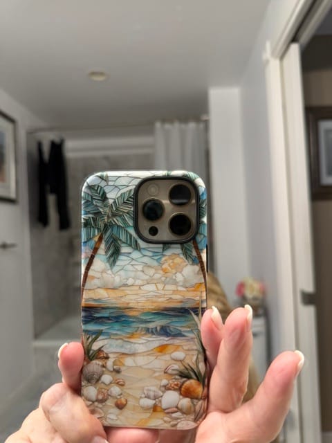 Customer photo review of Enchanting Beach Stained Glass Mosaic Design iPhone Case