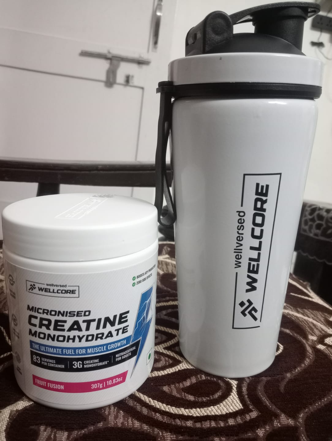 Customer photo review of Wellcore - Micronised Creatine Monohydrate (83 Servings, Fruit Fusion) + Premium Steel Shaker