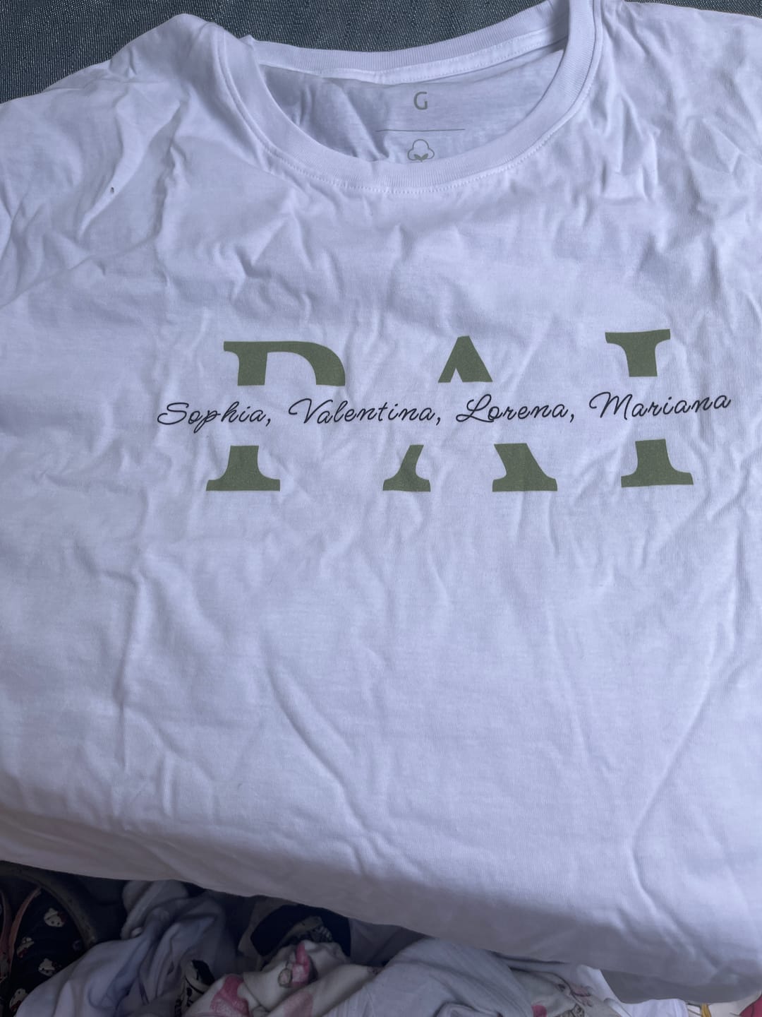 Customer photo review of Camiseta Personalizada MÃE / PAI E FILHOS - Algodão Peruano