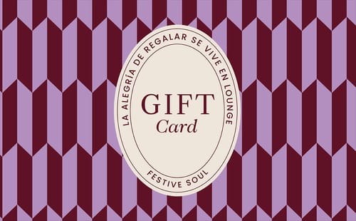 Customer's Gift Card featuring a purple and dark red geometric patterned background with a central oval badge.