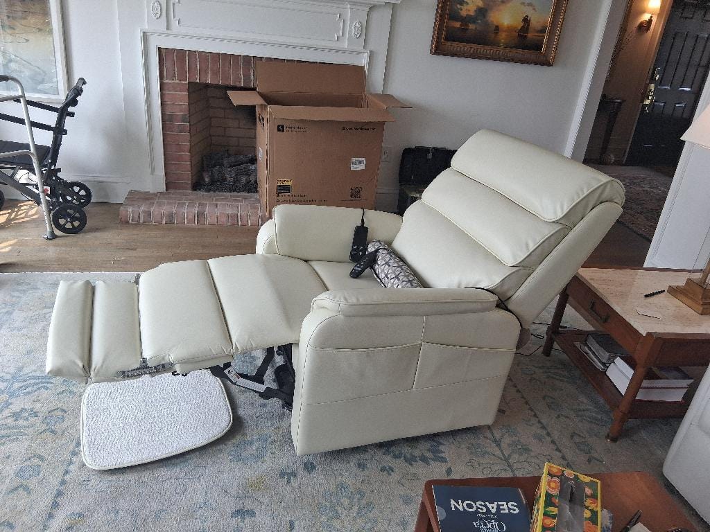 Customer photo review of 9188T Tall Man Power Lift Recliner – Dual Motor, Lay Flat, Heat & Massage