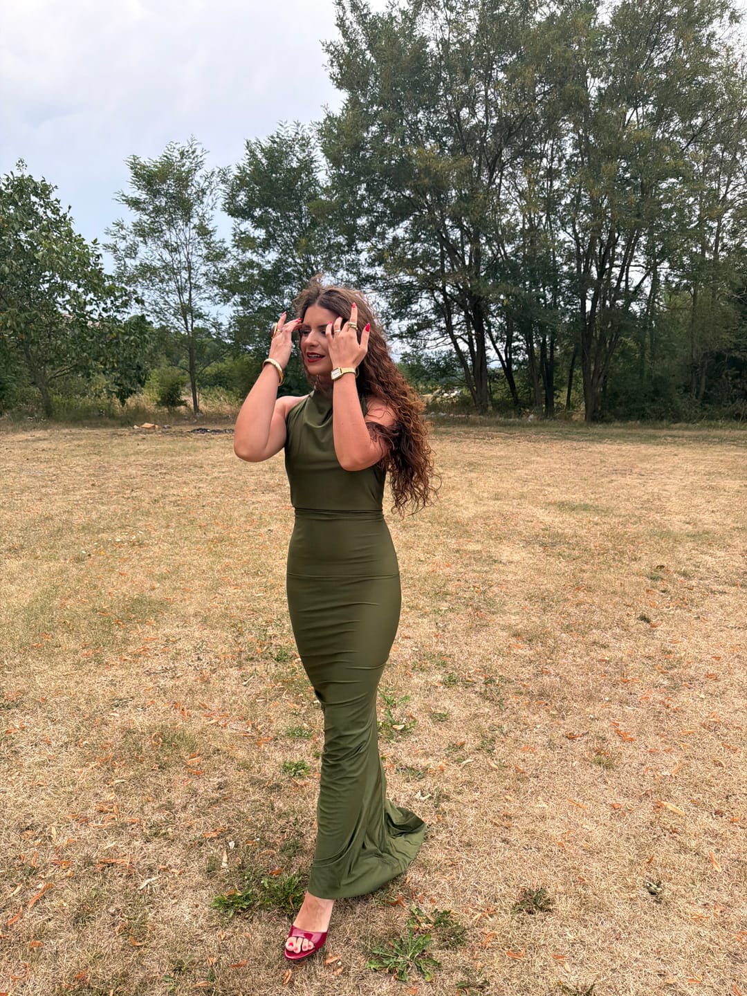 Customer photo review of SERENA DRESS olive green
