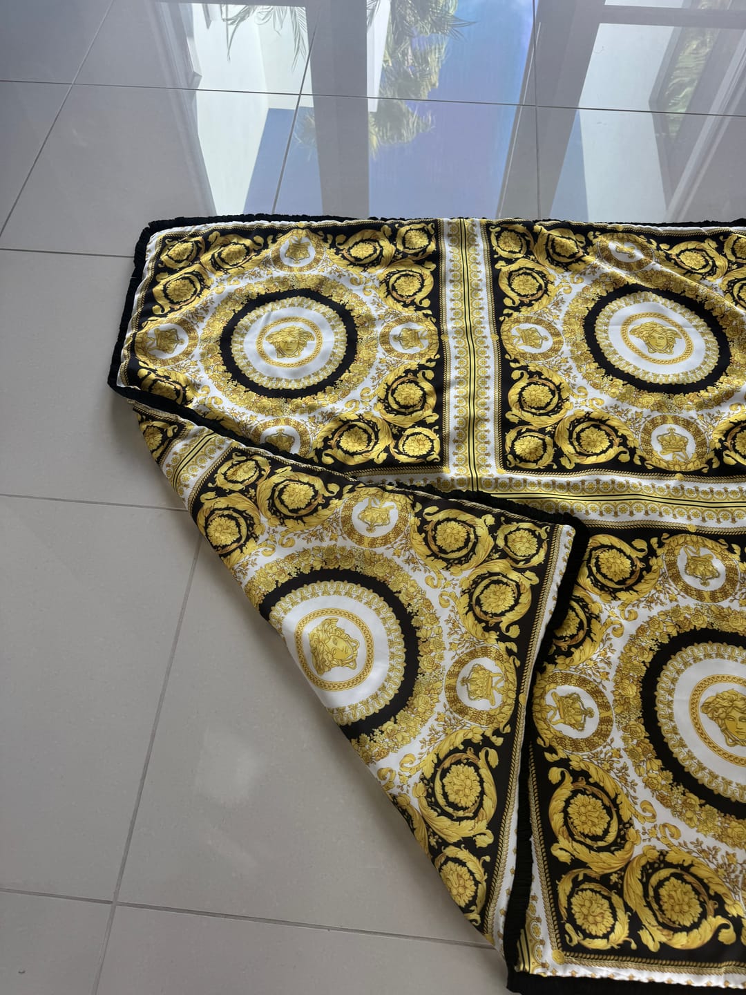 Customer photo review of Luxurious Baroque Pattern Fabric in Black and Gold