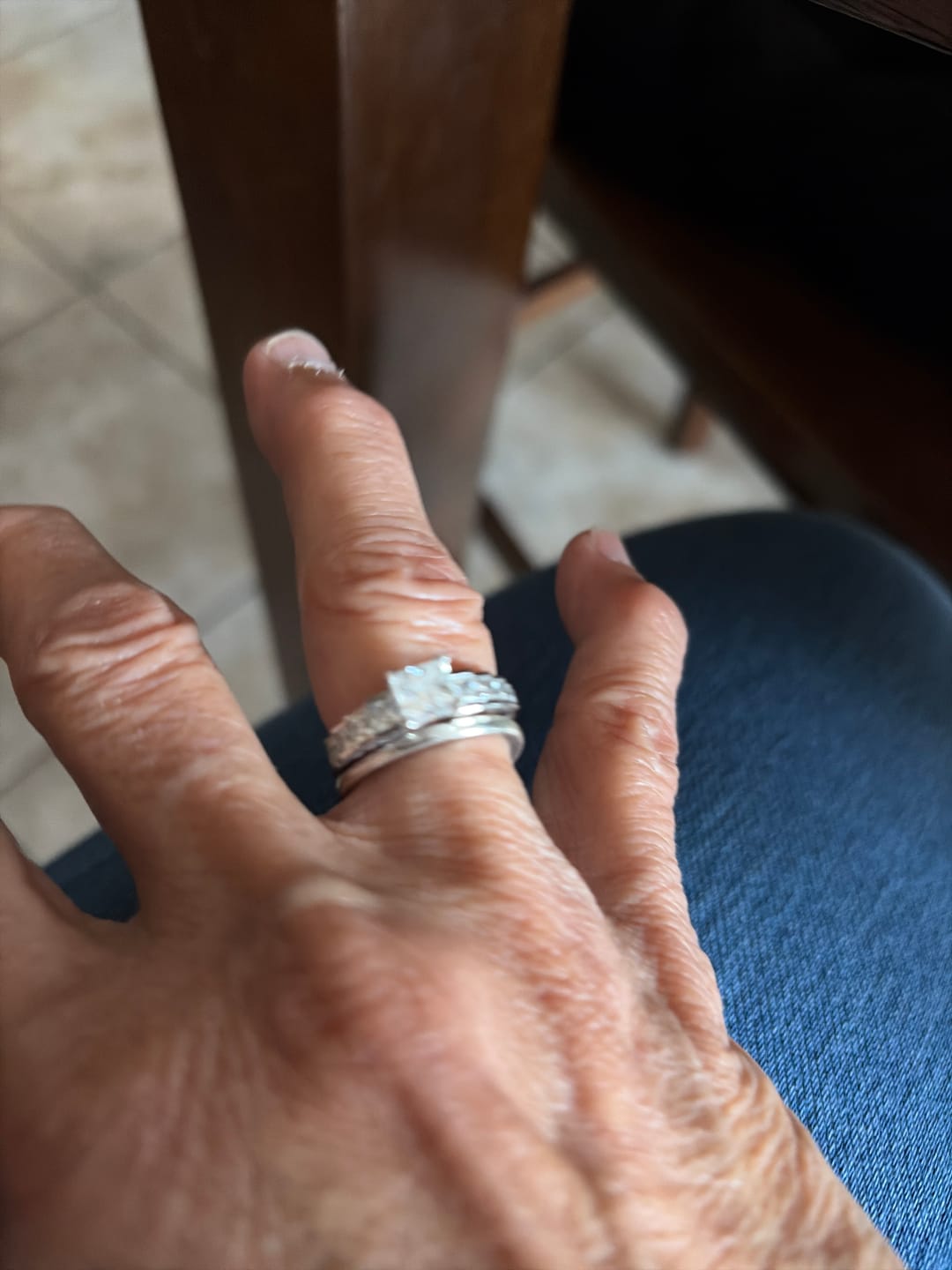 Customer photo review of Princess Cut Moissanite Staircase Channel Set Engagement Ring