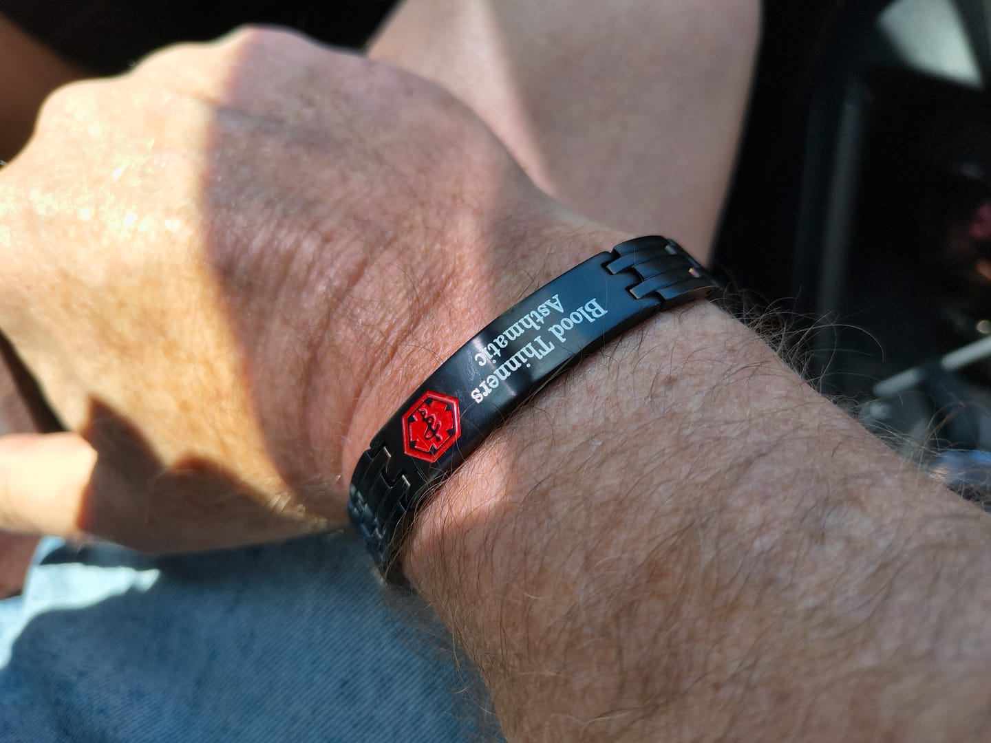 Customer photo review of Black Stainless Steel Medical Alert ID Bracelet for Men