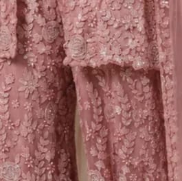 Customer photo review of Dusty Rose Faux Georgette Embroidered Sharara Suit Set