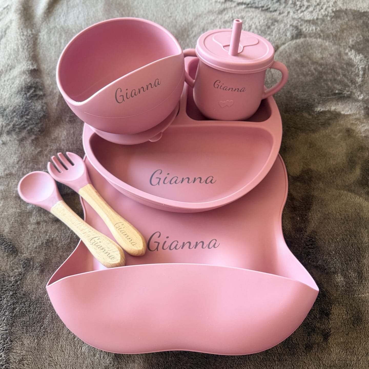 Customer photo review of Noah + Nori™ Personalized Baby Feeding Set