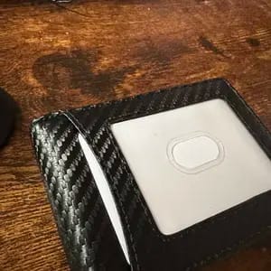 Customer photo review of VaultGuard™ Leather RFID Pop-Up Wallet
