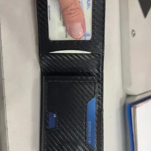 Customer photo review of VaultGuard™ Leather RFID Pop-Up Wallet