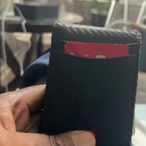 Customer photo review of VaultGuard™ Leather RFID Pop-Up Wallet
