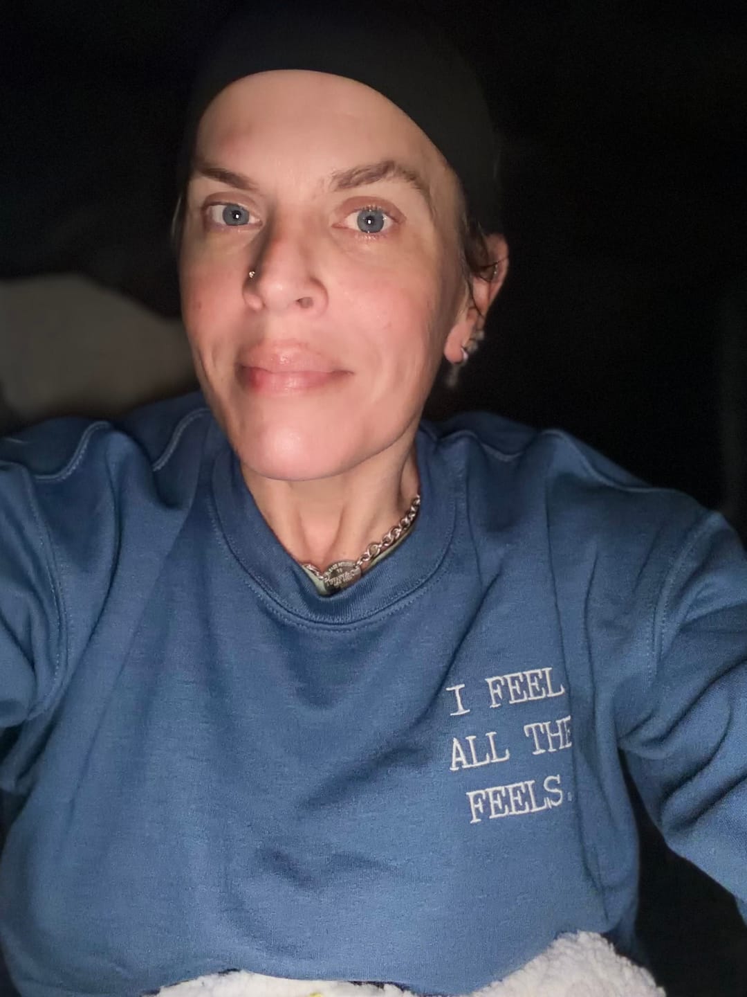 Customer photo review of I Feel All The Feels Embroidered Sweatshirt