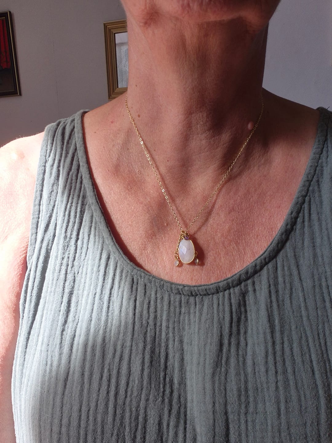 Customer photo review of Marée haute — Collier Pierre de lune & Améthyste #7