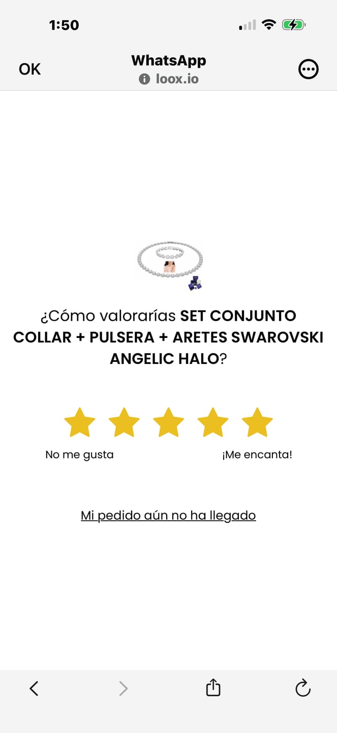 Customer photo review of SET CONJUNTO COLLAR + PULSERA + ARETES SWAROVSKI ANGELIC HALO