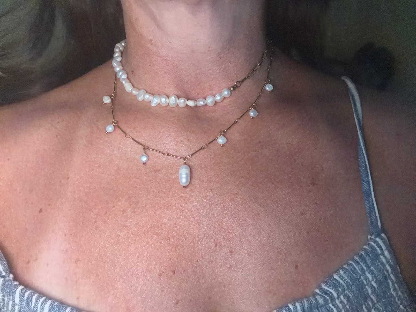 Customer photo review of Rhoni® 14K Gold Paper Clip Pearl Bracelet (Bundle)