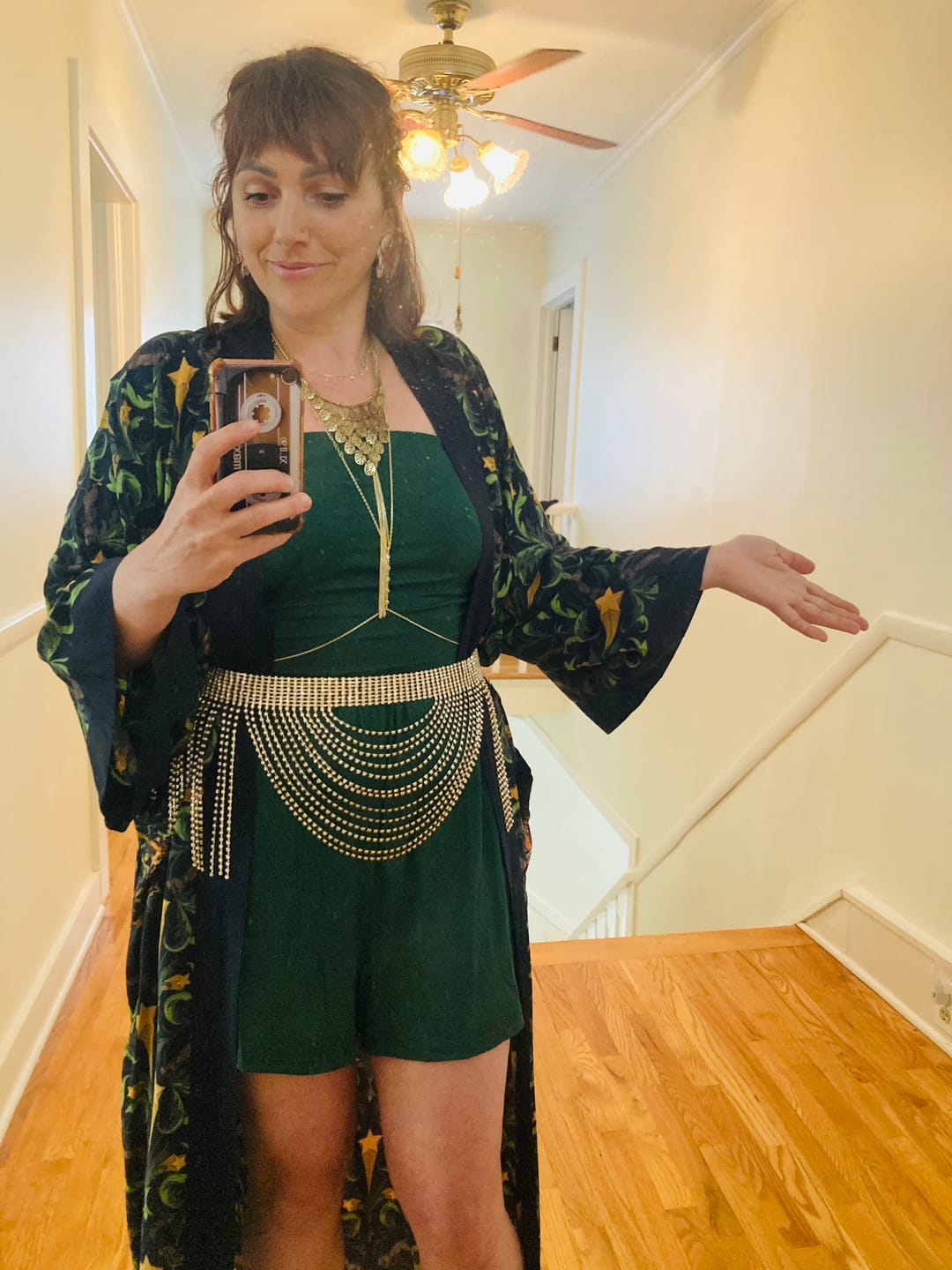 Customer photo review of Rhinestone Cowgirl Drop Chain Belt in Gold