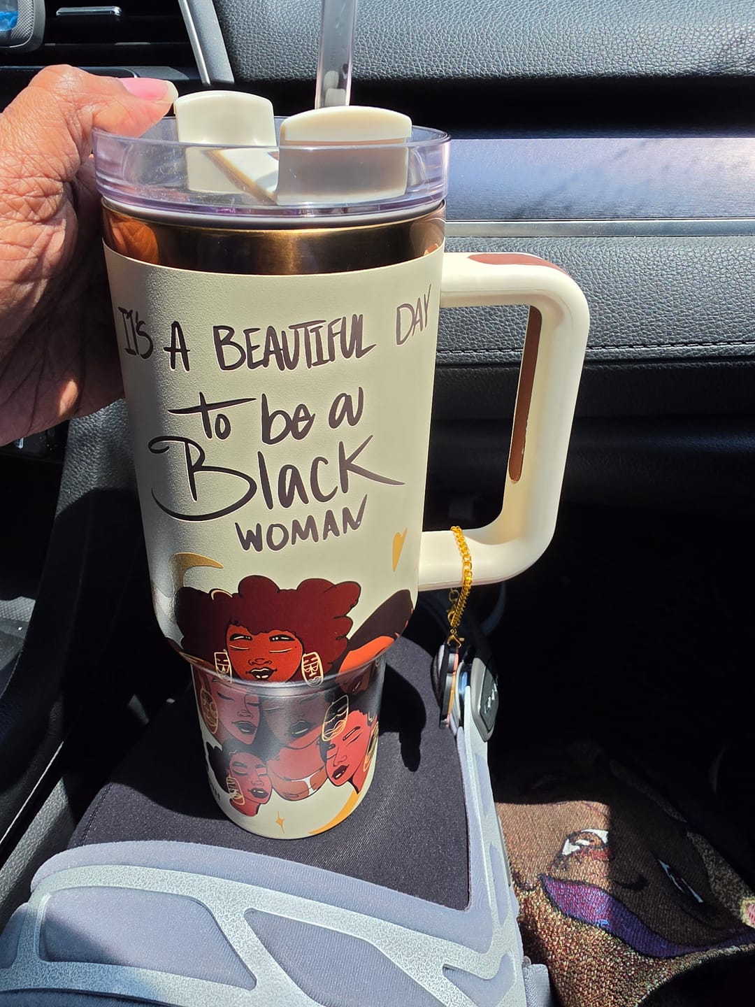 Customer photo review of Limited Edition "Crème Brûlée" Cream FlowSip™ Insulated Tumbler – Pinklomein x Cecilia's House