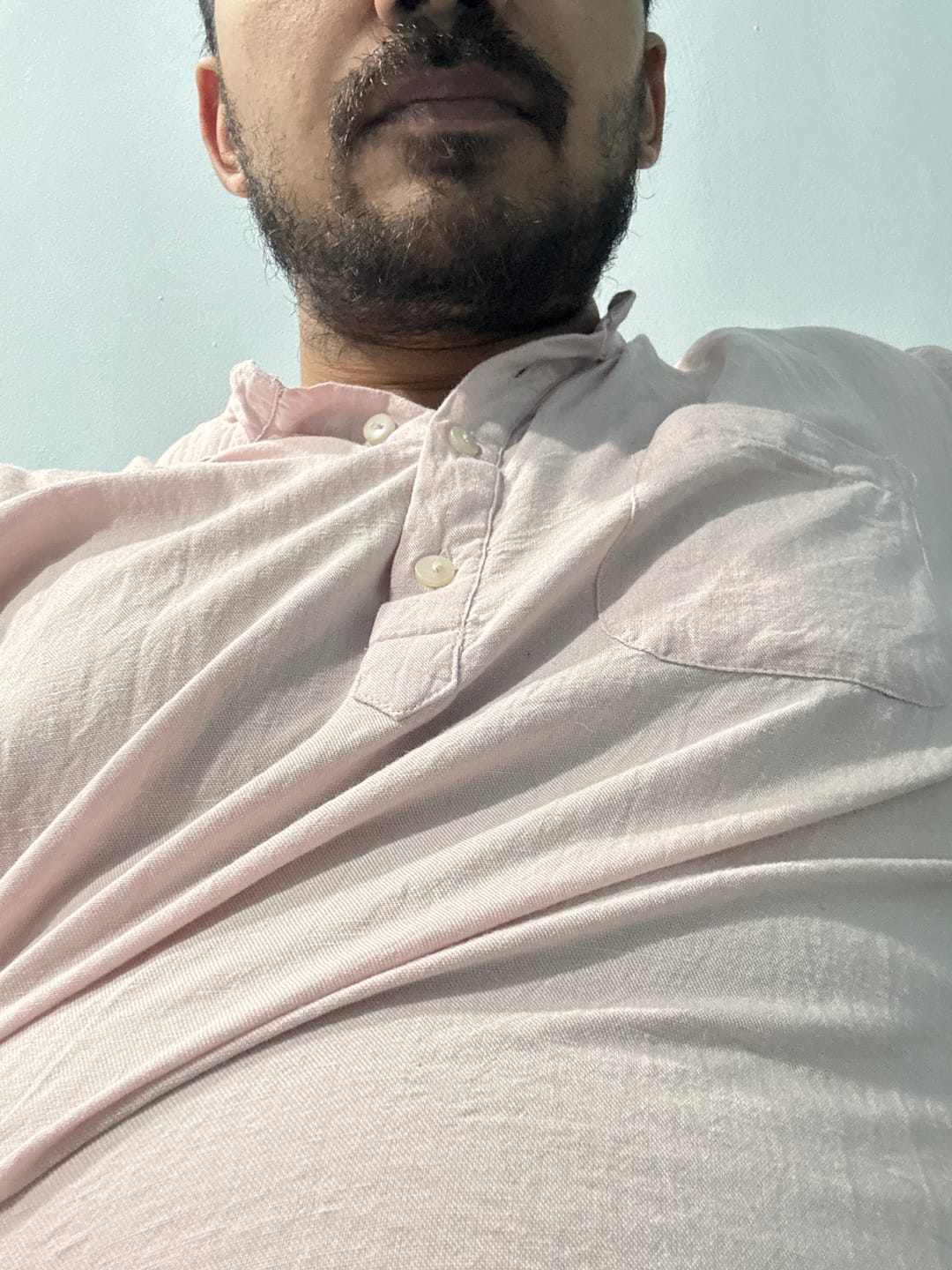 Customer photo review of Men Flowy Linen Half Sleeve Blush Pink Kurta